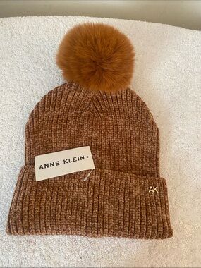 Anne Klein Chenille Pom Beanie